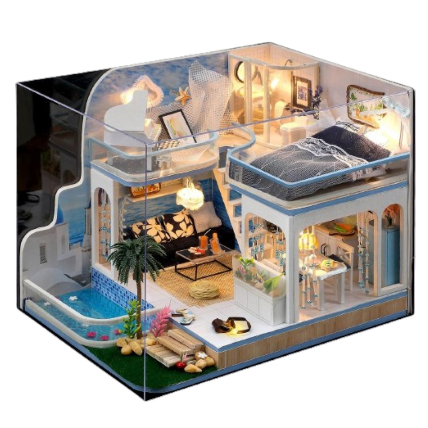 DIY Miniature House Kits,Tiny House Pet Shop with Furniture & LED, Home Decor