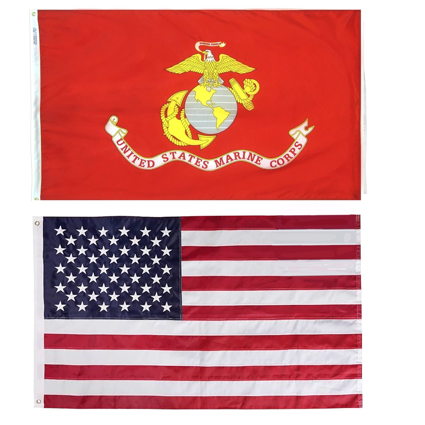 Embroidered Double Sided US and military Flag 3x5 Set Outdoor All Weather