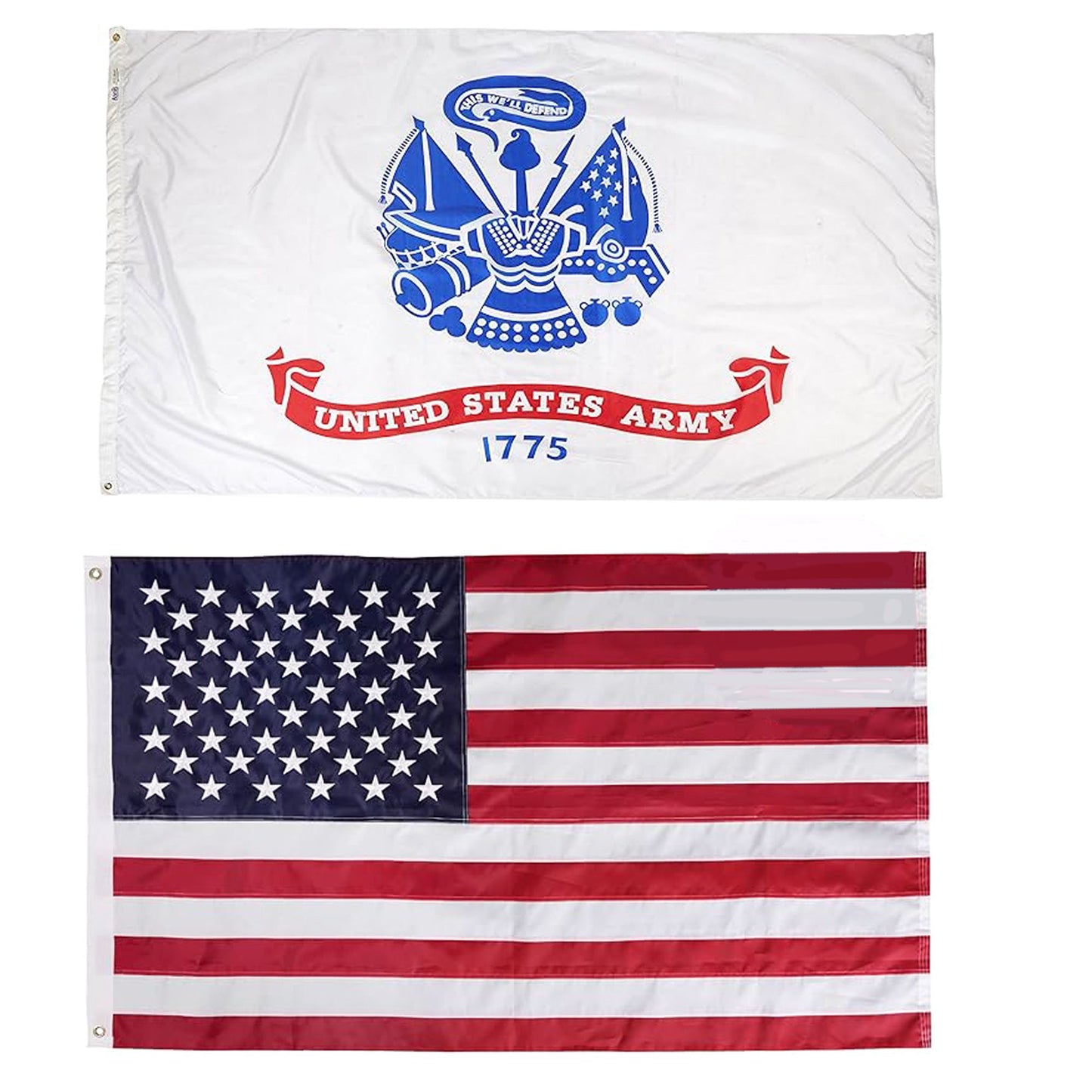 Embroidered Double Sided US and military Flag 3x5 Set Outdoor All Weather