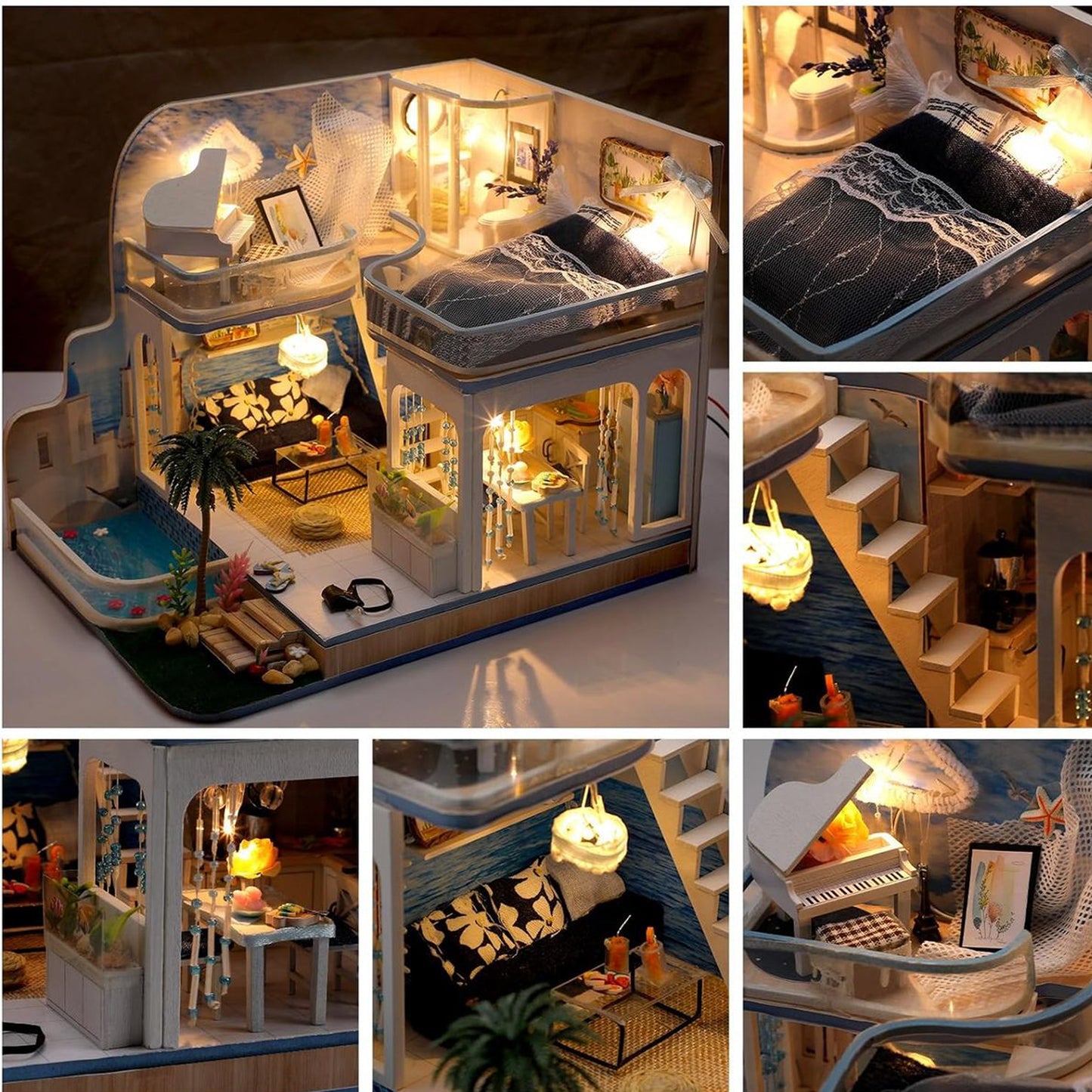 DIY Miniature House Kits,Tiny House Pet Shop with Furniture & LED, Home Decor