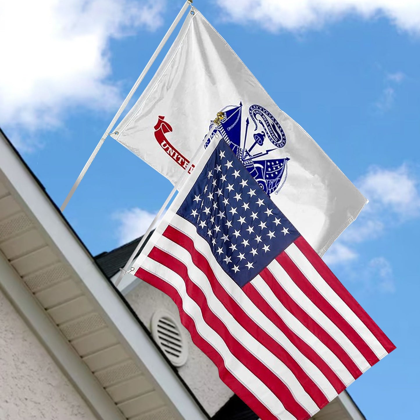 Embroidered Double Sided US and military Flag 3x5 Set Outdoor All Weather