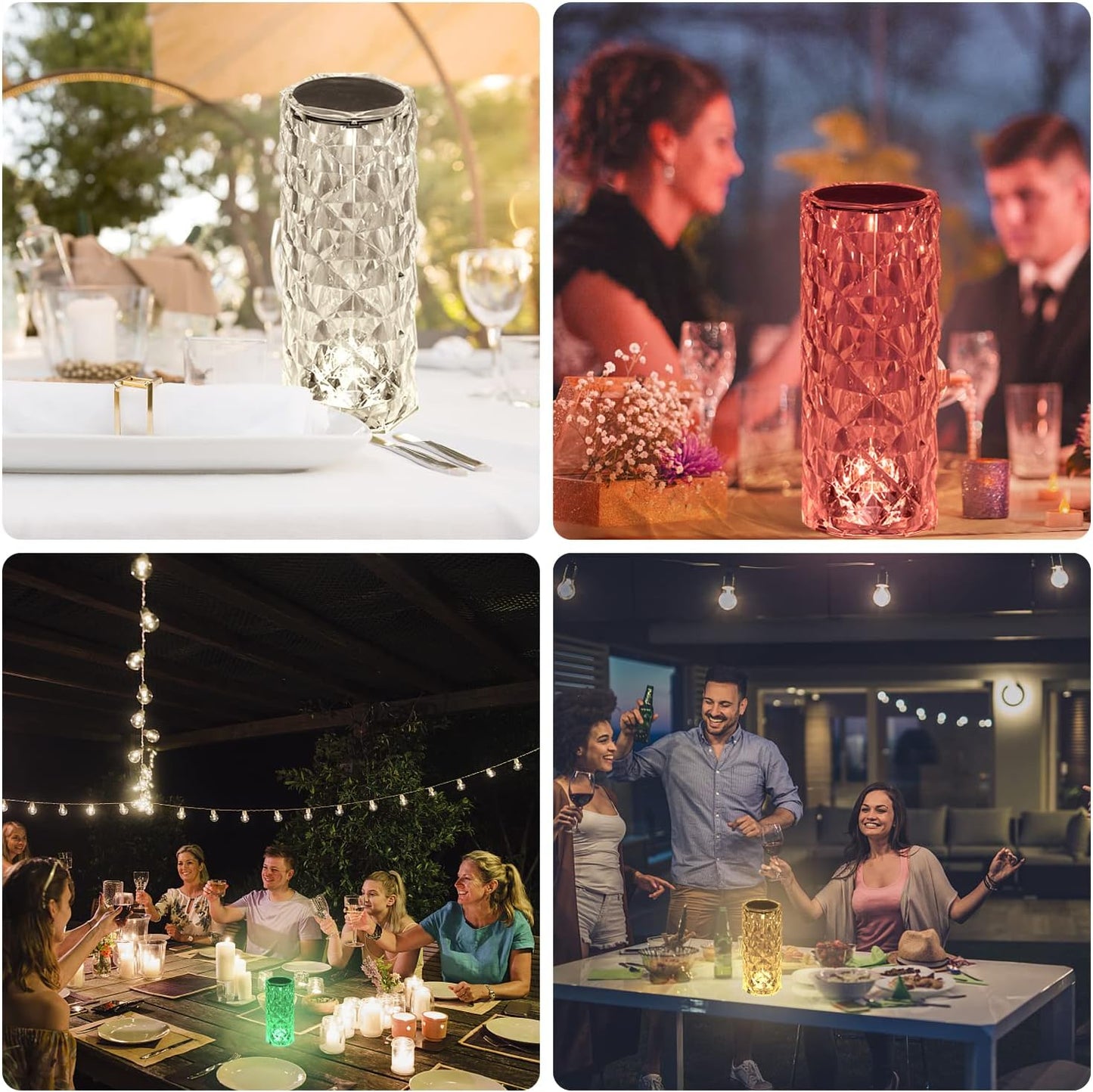 2pc Crystal Table Touch Lamp RGB Color Changing Night Light Romantic forLiving Room Gift