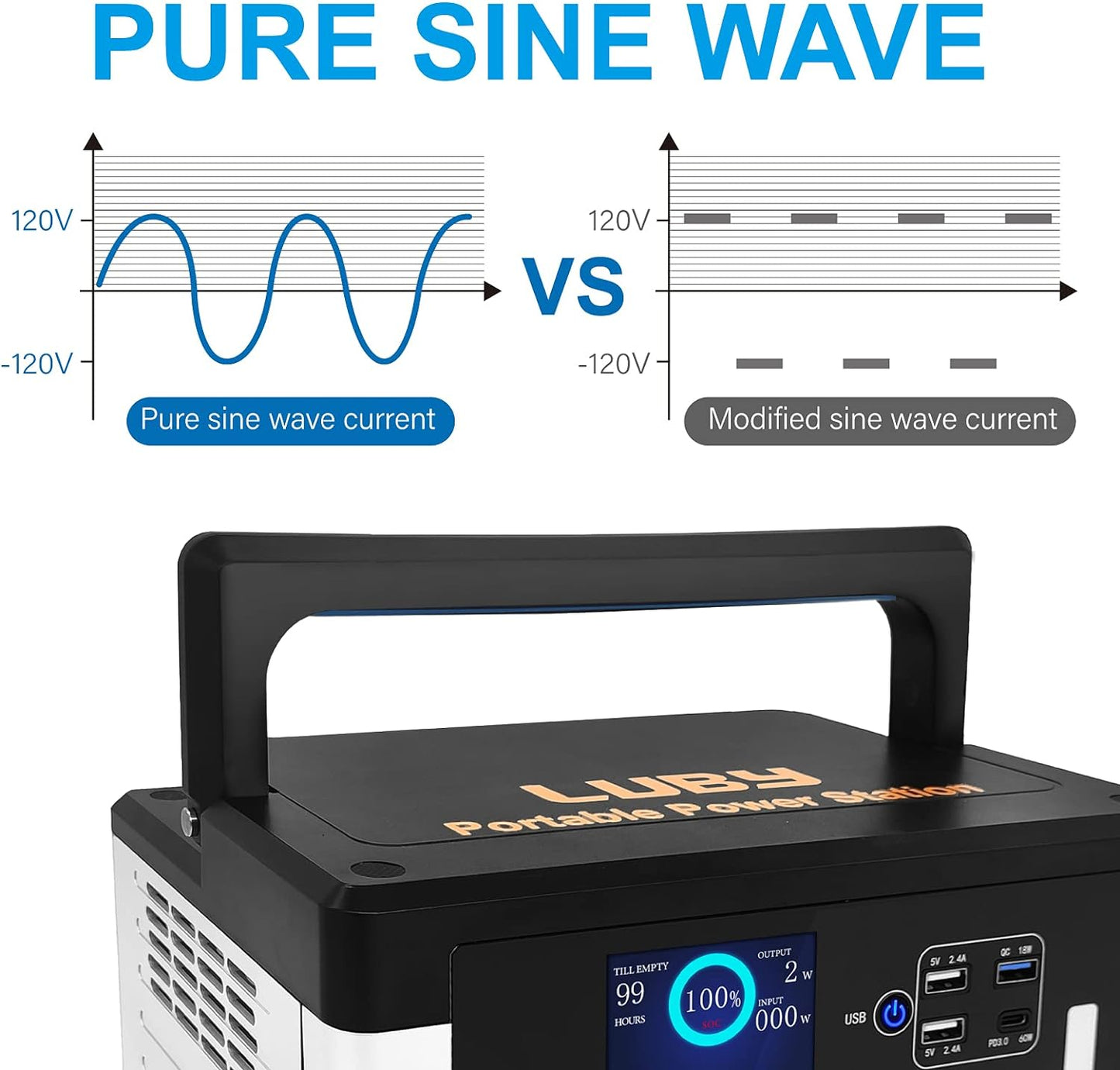 Luby™ 700W Portable Power Station Solar Generator