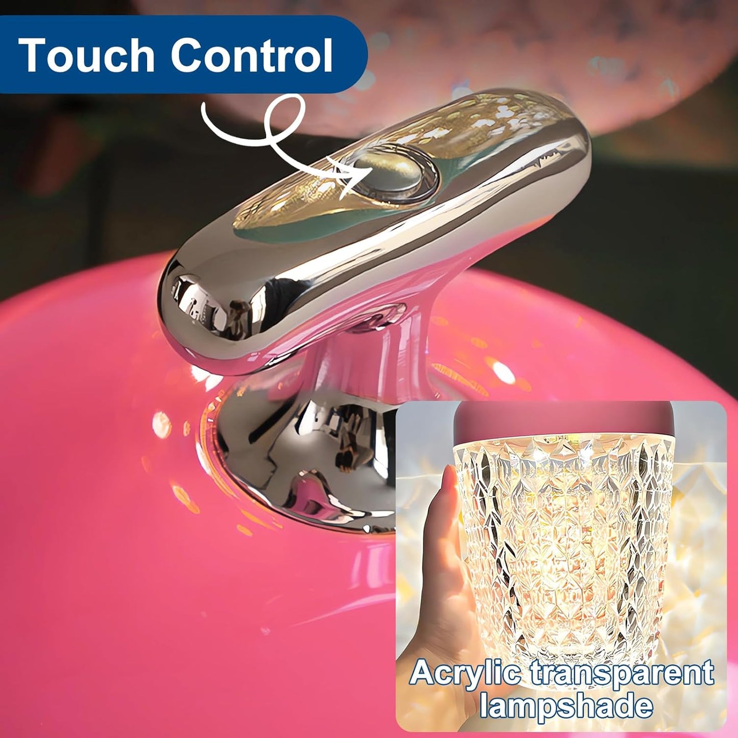(A pair)16 Colors Acorn Cordless Lamp,Touch Control Table Lamp with Remote Romantic Atmosphere