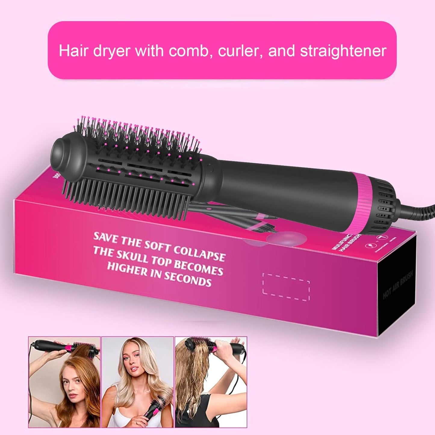 Hair Dryer Brush Blow Dryer Negative Ionic for Straightening with Dry Straighten Texture, Style