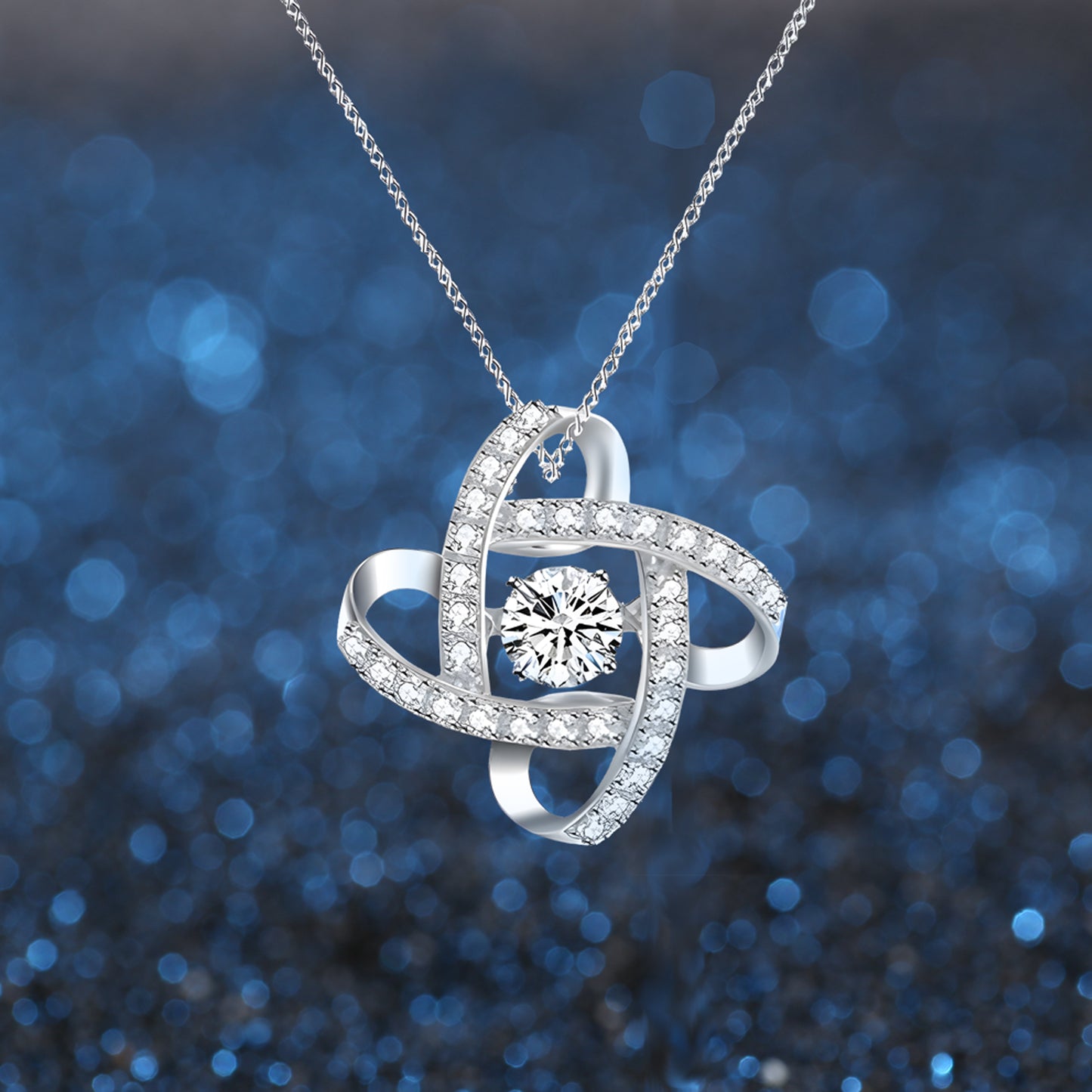 18-Inch Sterling Silver White Gold-Plated CZ Infinity Pendant Necklace