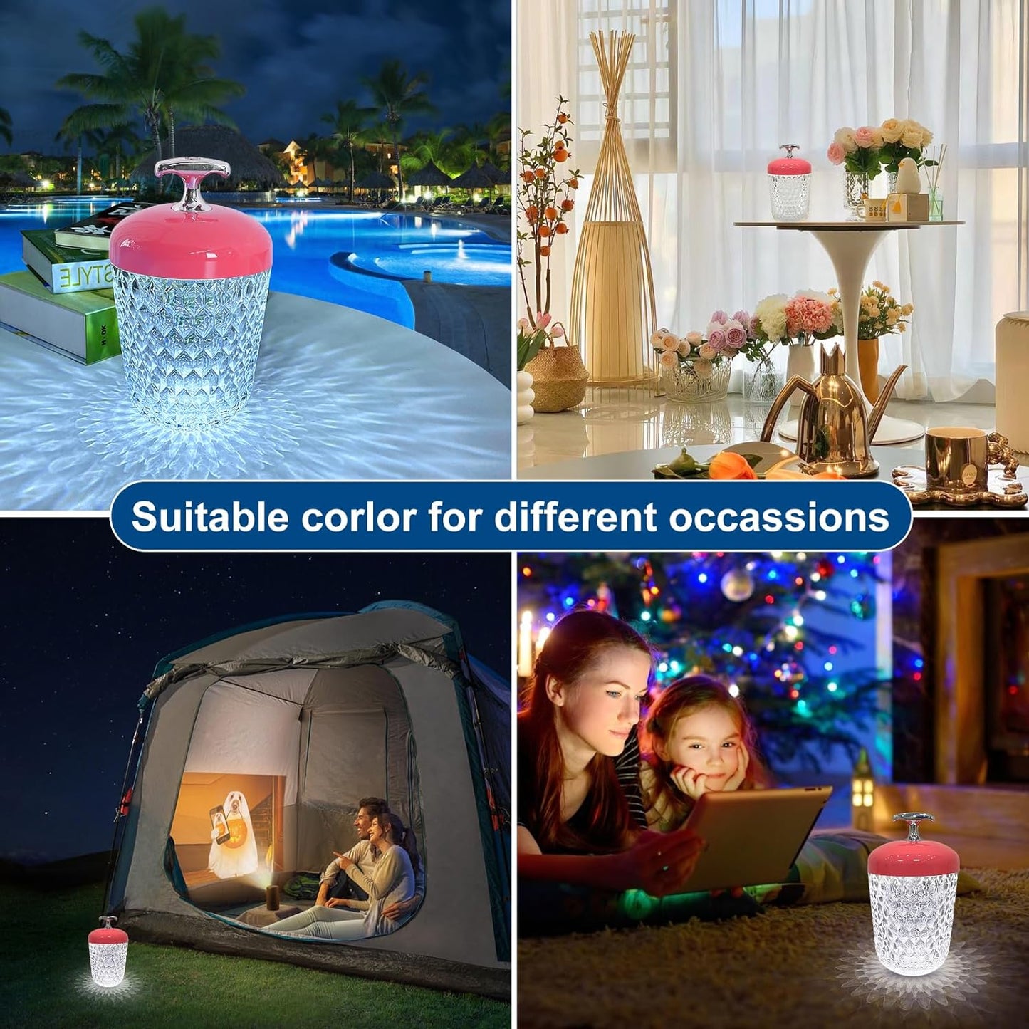(A pair)16 Colors Acorn Cordless Lamp,Touch Control Table Lamp with Remote Romantic Atmosphere