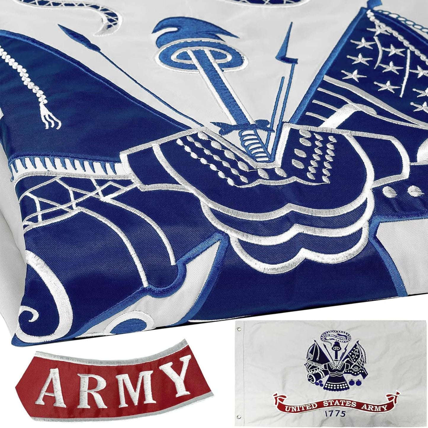 Embroidered Double Sided US and military Flag 3x5 Set Outdoor All Weather