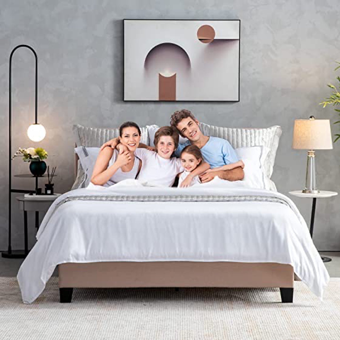 WOWMTN 100% Luxury Bamboo Sheets 5pcs Set 1 Fitted Sheet+1 Flat+2 Pillow Case+1 OrgBag