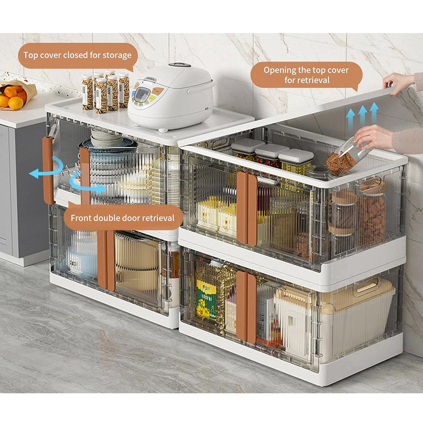 8.45Gal Plastic Folding Storage Cabinet Collapsible Wardrobe Closet Organizer