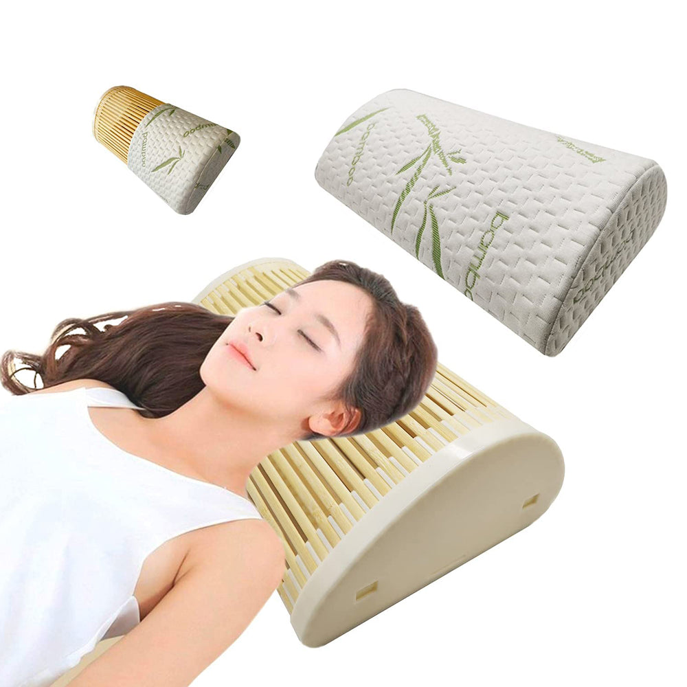WOWMTN Handmade Bamboo Pillow Correction Contour Summer Cool Pillow with Pillowcase