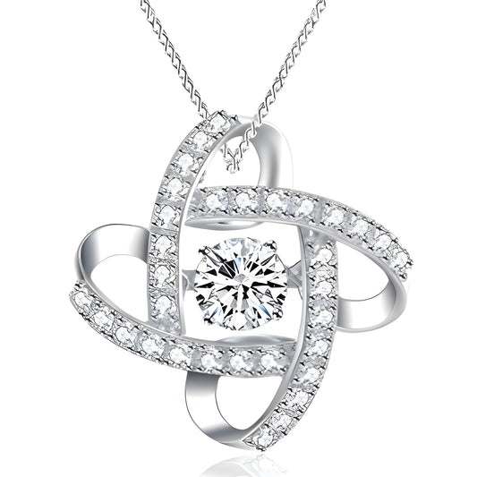 18-Inch Sterling Silver White Gold-Plated CZ Infinity Pendant Necklace