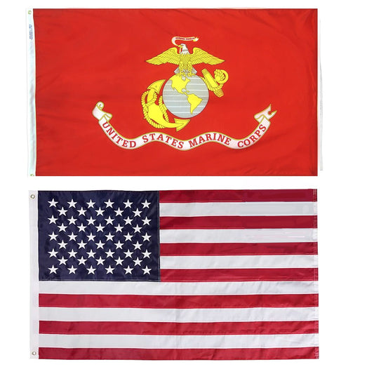 Embroidered Double Sided US and military Flag 3x5 Set Outdoor All Weather