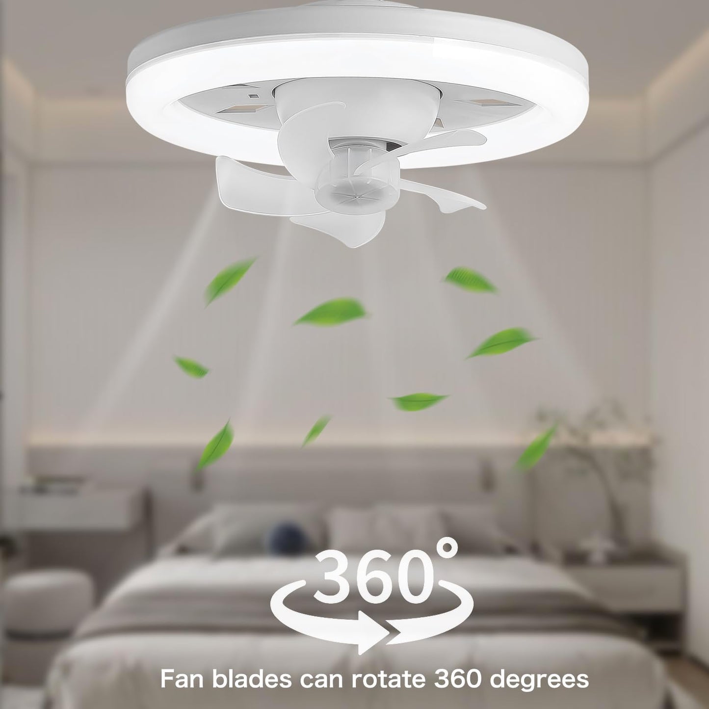 (A Pair) Ceiling Fan with Remote Screws Into Light Bulb Socket E26/E27 Base 360-Degree Rotate
