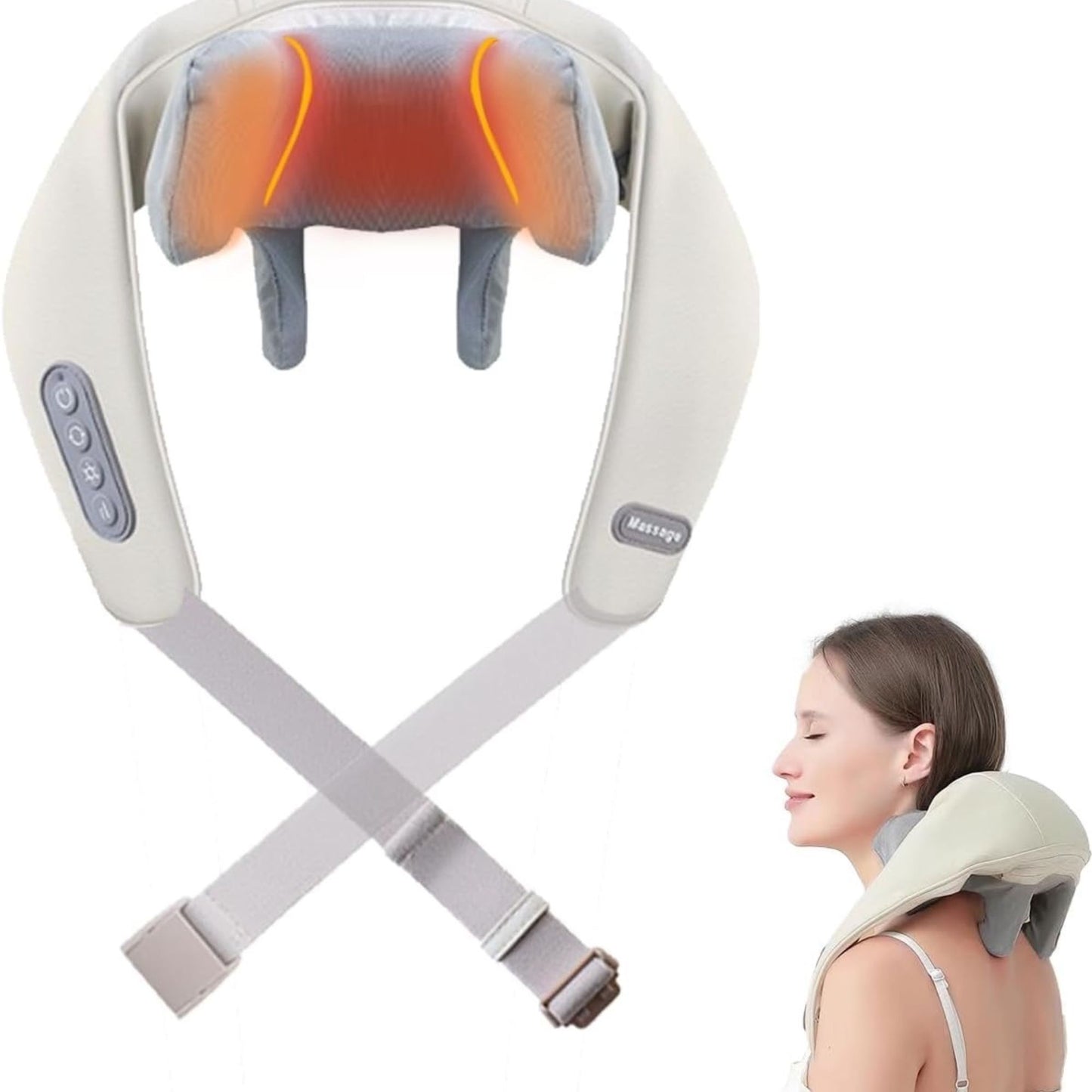 Shiatsu Electric Back Shoulder and Neck Massage with Heat Kneading Massage Pillow Type C Port