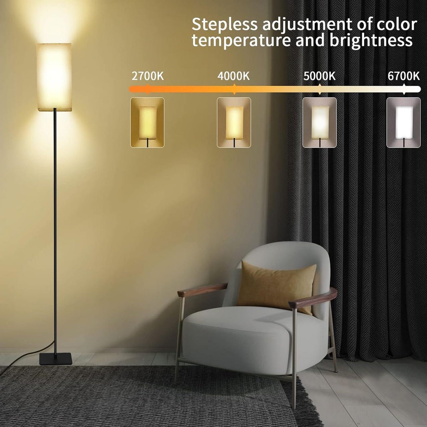 RGB LED Standing Floor Lamp，for Living Room, Bedroom, Gaming Room,Office