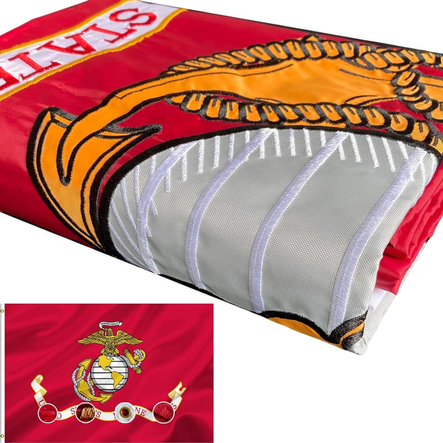 Embroidered Double Sided US and military Flag 3x5 Set Outdoor All Weather