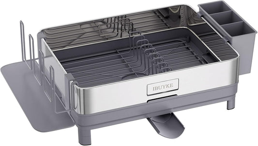 Stainless Steel Dish Drying Rack with Auto Drainage for Kitchen Counter