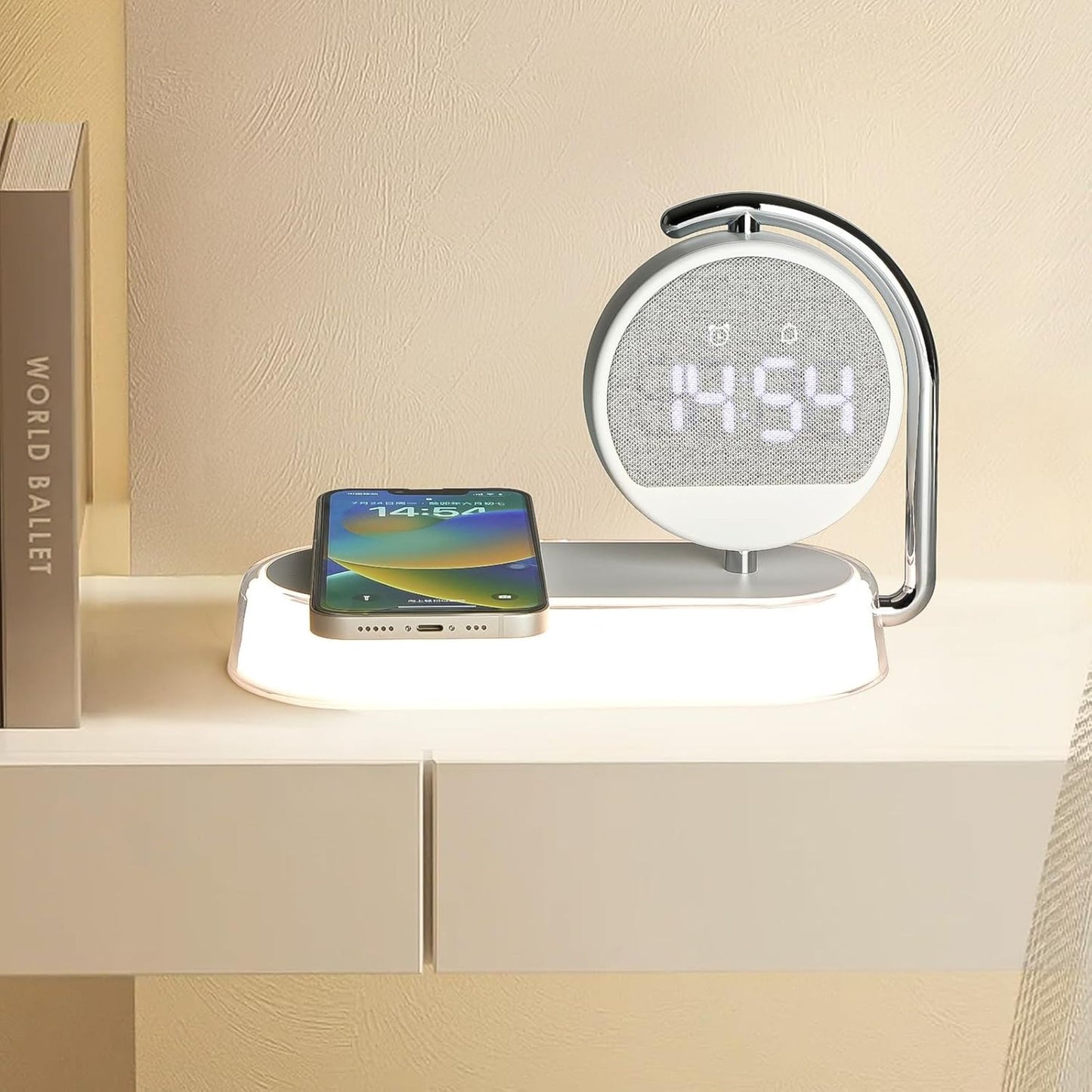 New Smart Alarm Clock with Fast Wireless Charging & Adjustable Night Light Gift