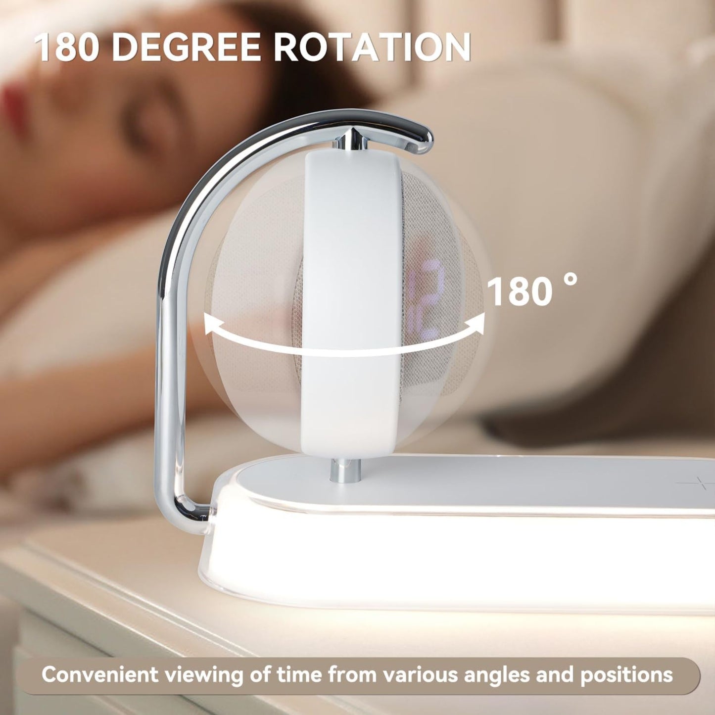 New Smart Alarm Clock with Fast Wireless Charging & Adjustable Night Light Gift