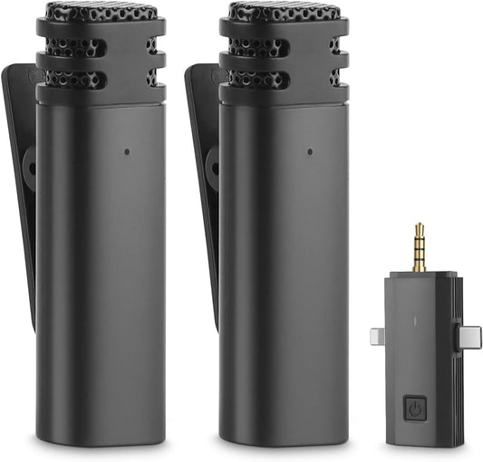 Dual Wireless Lavalier Noise Reduction Microphone(2-Pack)