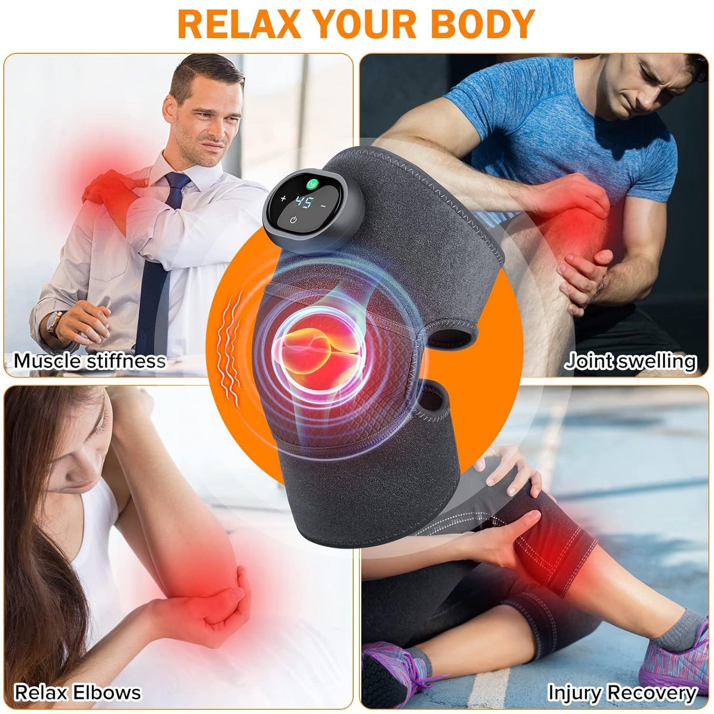 3-in-1 Heating & Vibration Knee Massager for Joint Pain Relief