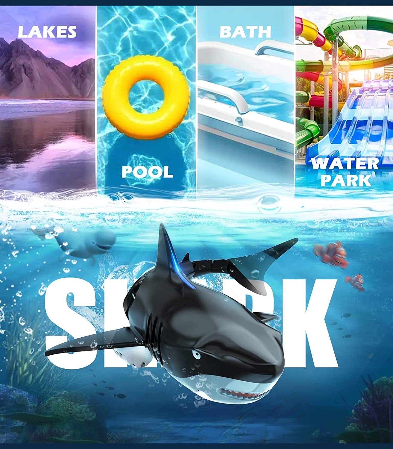 WOWMTN Remote Control Shark Pool Toys for Kids