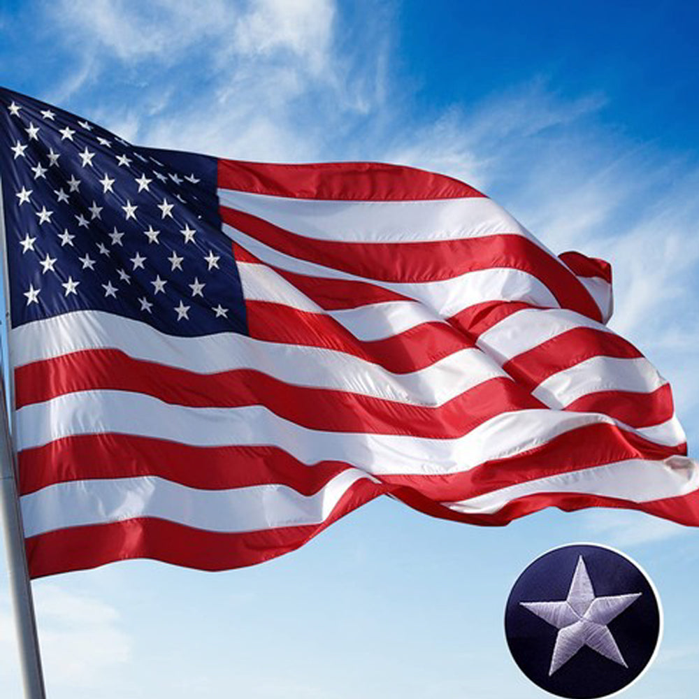 WOWMTN 3x5 ft Embroidered American Flag Water Proof（2Packs）