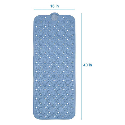 WOWMTN Bath Mat Circle, 40 x 16 Inch Extra Large No-Slip with Drain Holes, Suction Cups, Machine Washable, Bathtub Mats Bathroom Mats, Shower Mats, Extra Long Mat Anti Slip