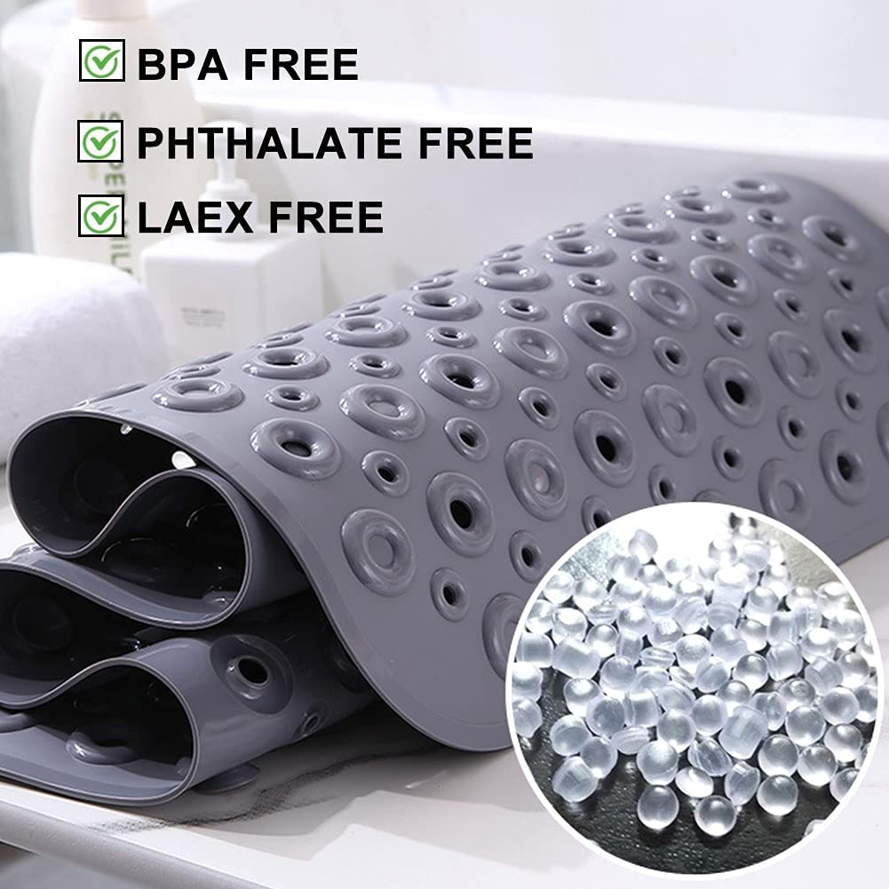 WOWMTN Bath Mat, 40 x 16 Inch Extra Large No-Slip with Drain Holes, Suction Cups, Machine Washable, Bathtub Mats Bathroom Mats, Shower Mats, Extra Long Mat Anti Slip