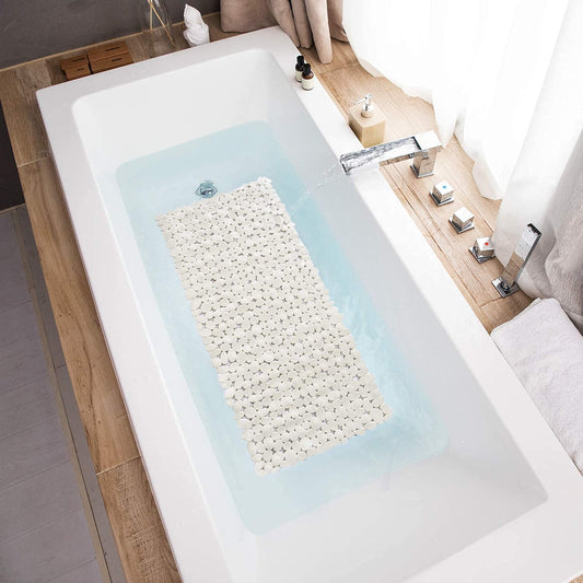WOWMTN Bathtub Pebble 35x16 Machine Washable with Suction Cups Latex Free Safe Tub