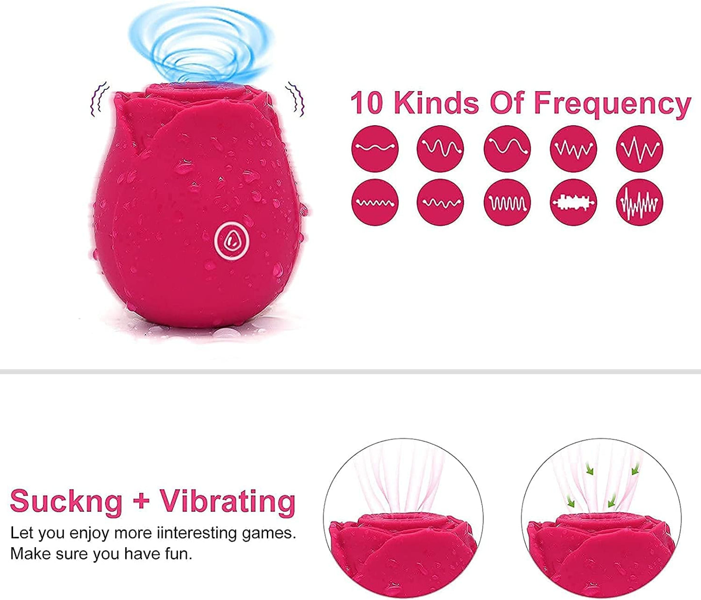 [2022 New Edition] WOWMTN Rose Toy for Women Pleasure Vibrator for Couples Sex