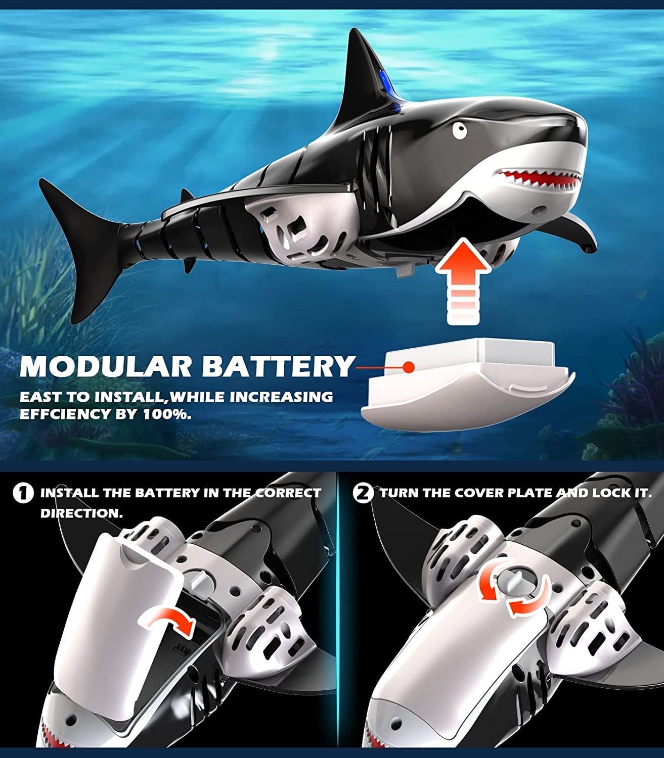 WOWMTN Remote Control Shark Pool Toys for Kids