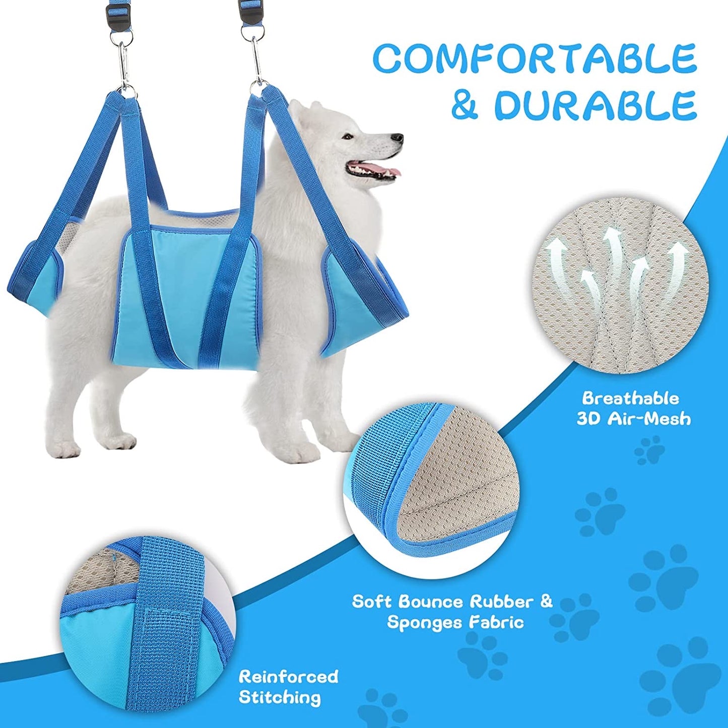 WOWMTN Pet Groom Hammock with toys Harness for Cats & Dogs, Dog Sling for Grooming