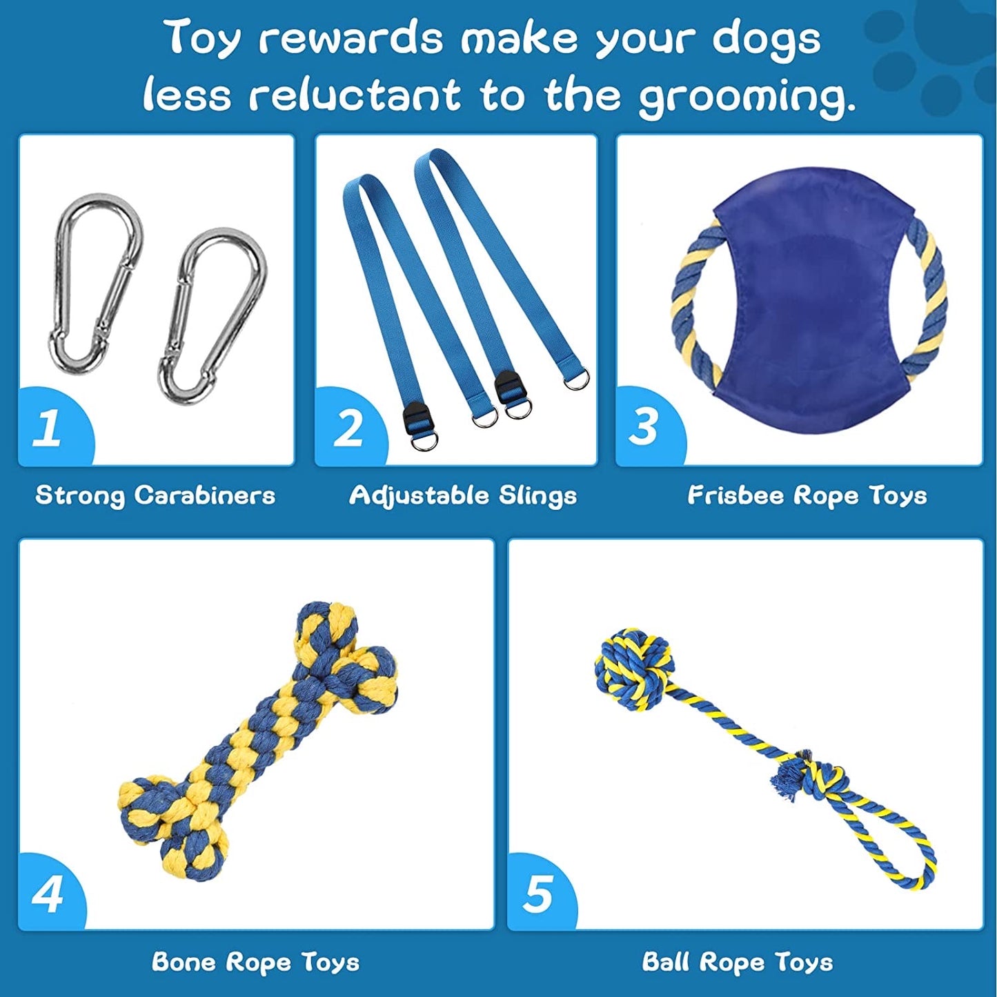 WOWMTN Pet Groom Hammock with toys Harness for Cats & Dogs, Dog Sling for Grooming
